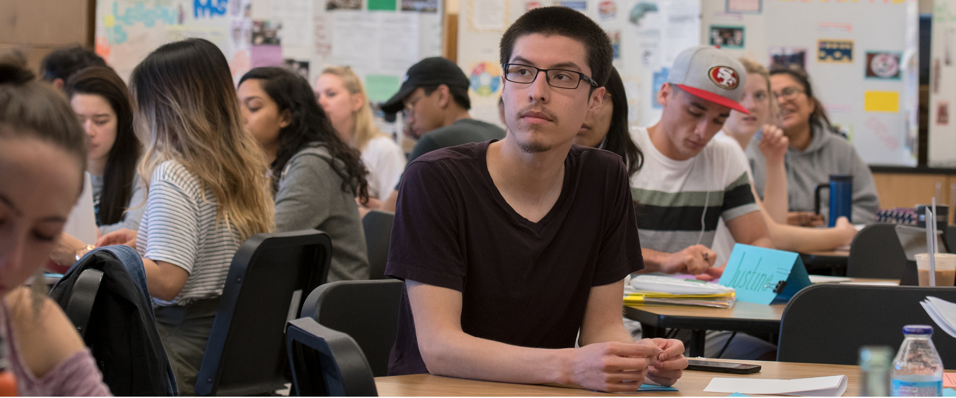 SF State student sitting in classroom