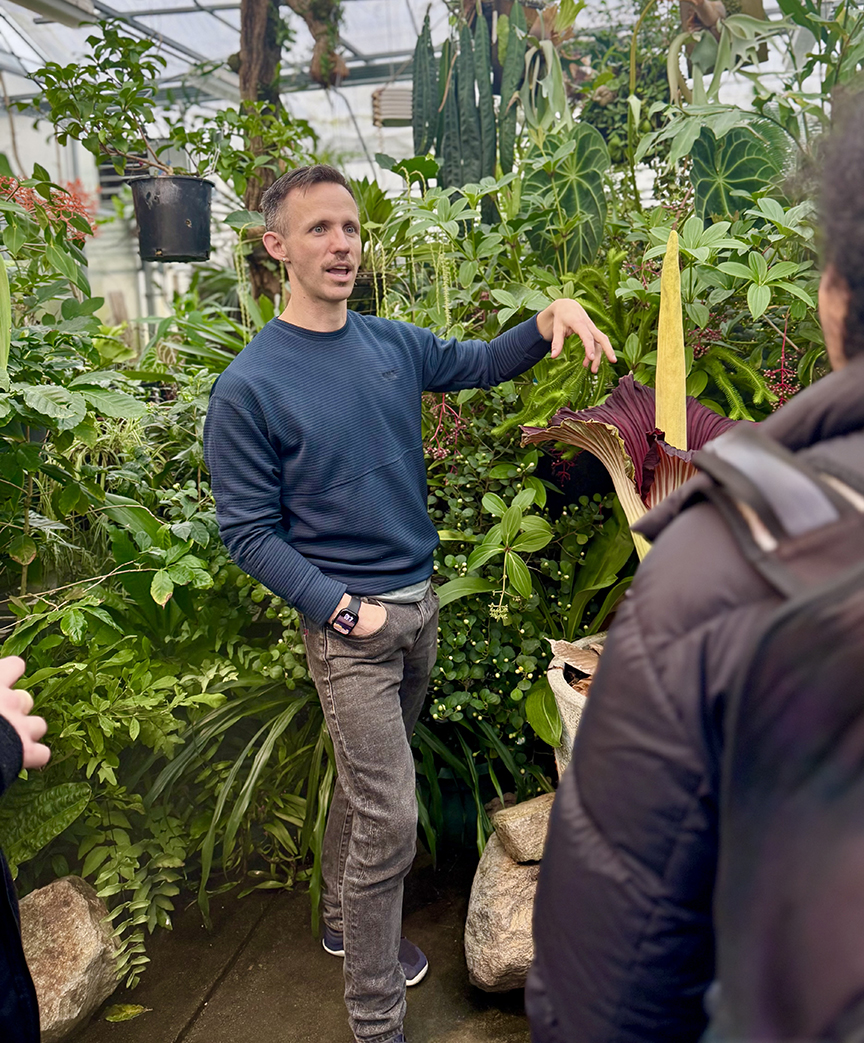 professor teaching about plant 