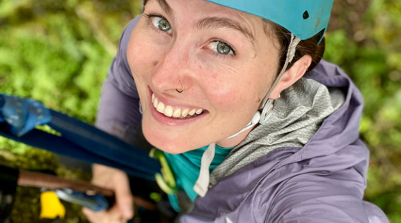 photo of speaker climbing a tree