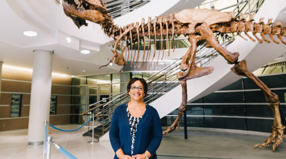 Lisa white with t rex